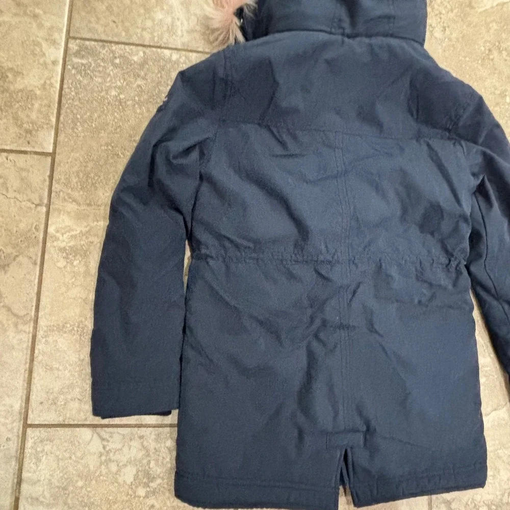 Abercrombie Kids‎ Girls Navy Blue Faux Fur Lined Parka Jacket Hooded 13/14